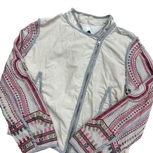 Rare BIYA Johnny Was Jacket Cream Embroidered Boho Hippie Lightweight Womens L